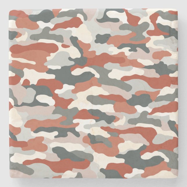 Green Camouflage Stone Coaster (Front)