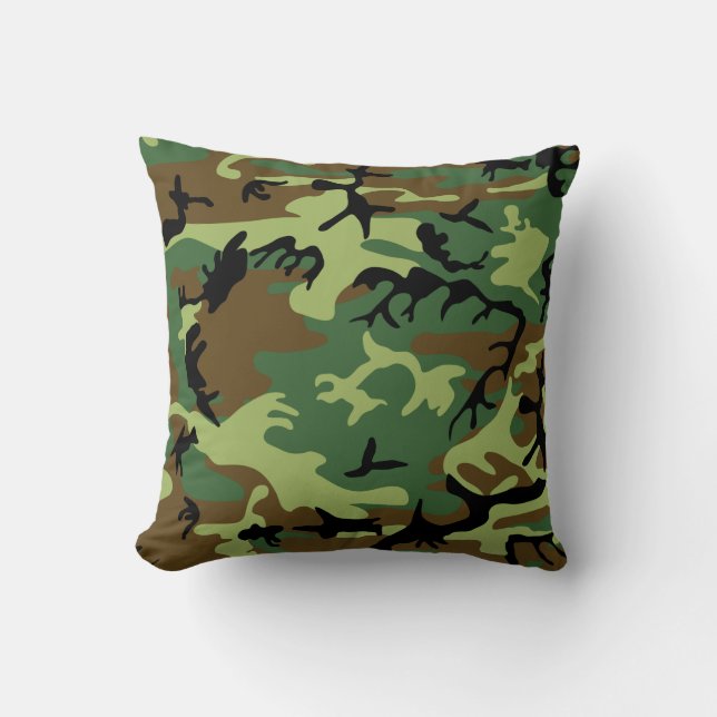 Green Camouflage Throw Pillow (Front)