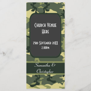 Green camouflage wedding program