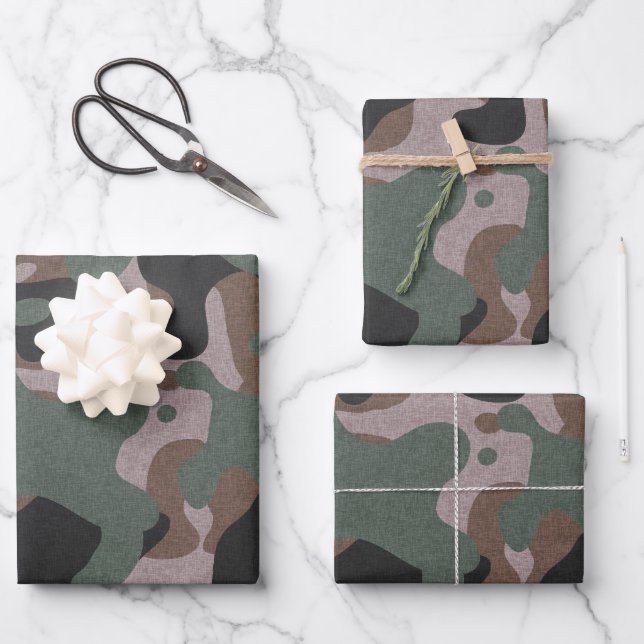 Green Camouflage Wrapping Paper Sheet (Front)
