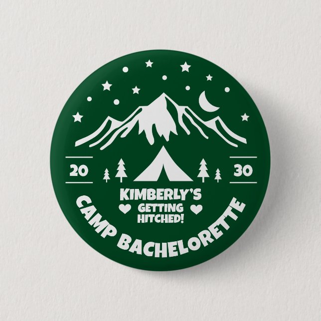 Green Camp Bachelorette Bridal 6 Cm Round Badge (Front)