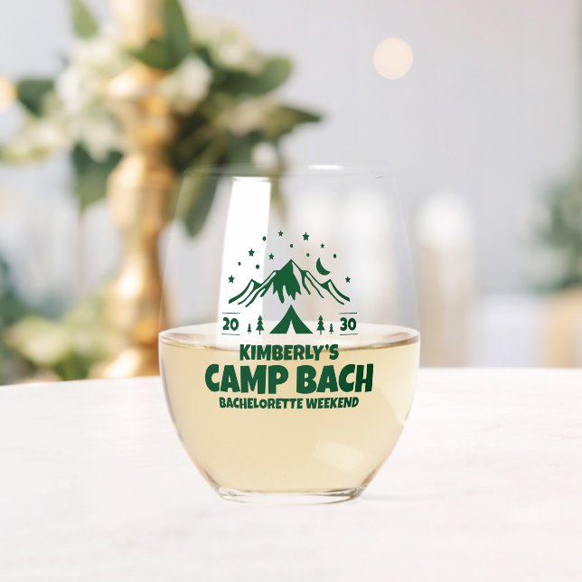 Green Camp Bachelorette Nature Stemless Wine Glass (Insitu (Wedding))