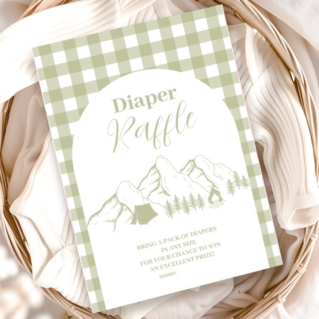 Green Camping Baby Shower Diapper Raffle Enclosure Card (Creator Uploaded)