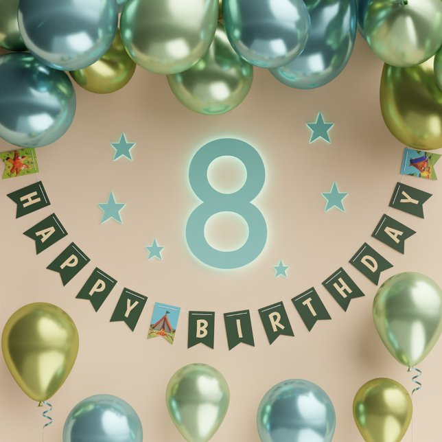 Green Camping Birthday Party Happy Birthday Bunting (Green Camping Birthday Party Happy Birthday Bunting Flags)