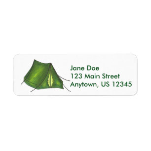 Green Camping Equipment Camp Campground Tent Return Address Label
