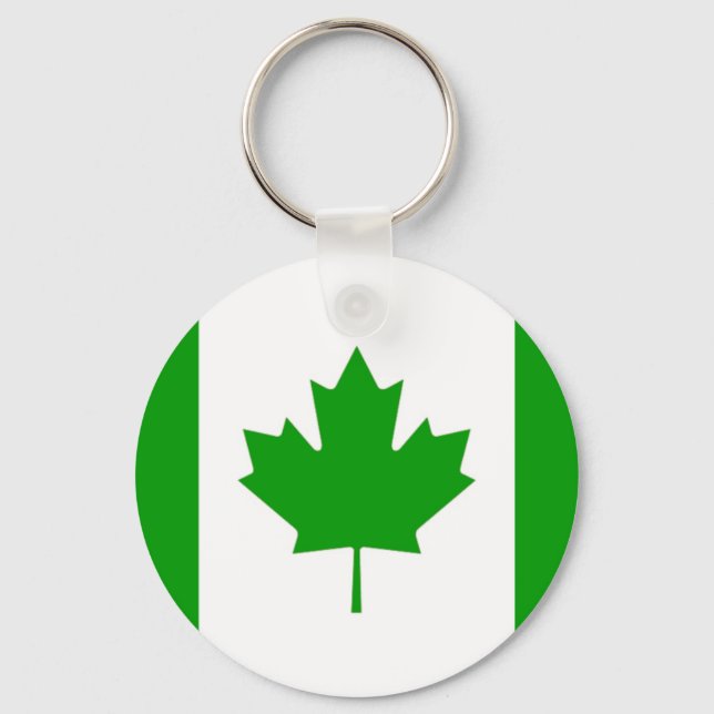 Green Canada-Flag Key-Chain Key Ring (Front)