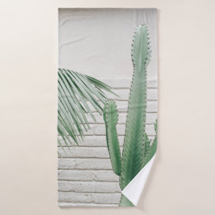 Green candelabra cactus bath towel