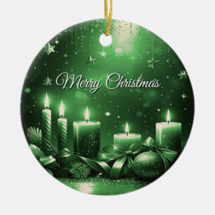 Green Candles Christmas Holiday Ornament