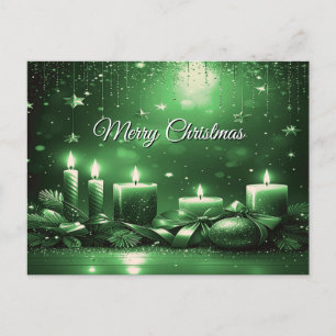 Green Candles Christmas Holiday Postcard
