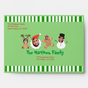 Green Candy Cane Crew Family Photo Custom Envelope