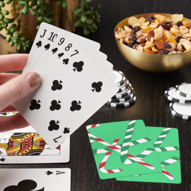 Green Candy Cane Scene Playing Cards (In Situ)