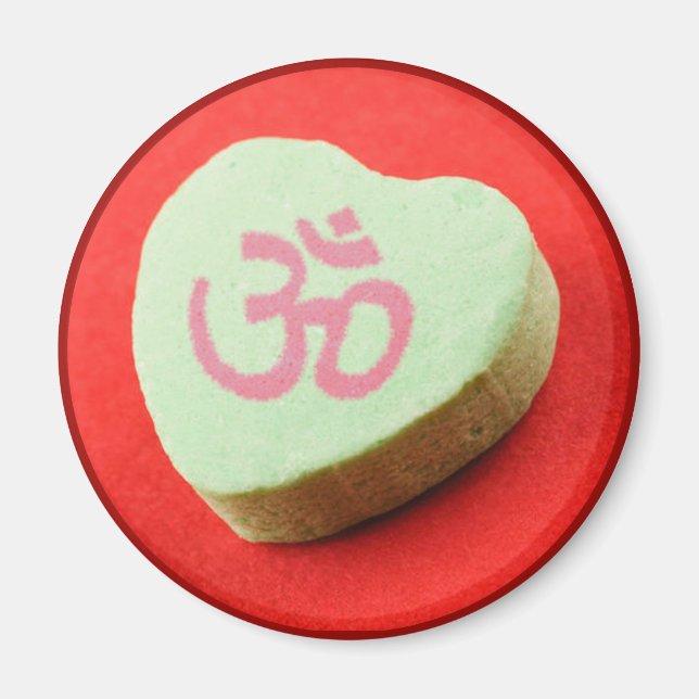 Green Candy Heart with Om Symbol Magnet (Front)