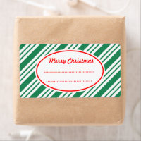 Green Candy Striped Christmas Labels