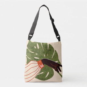 Green Canvas, Red Accent Crossbody Bag