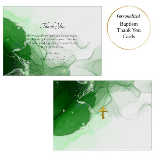 Green Canyon Texture Orthodox Christian Baptism Thank You Card