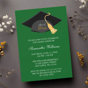 Green Cap and Tassel Graduation Announcement