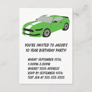 Green car boys/men birthday card