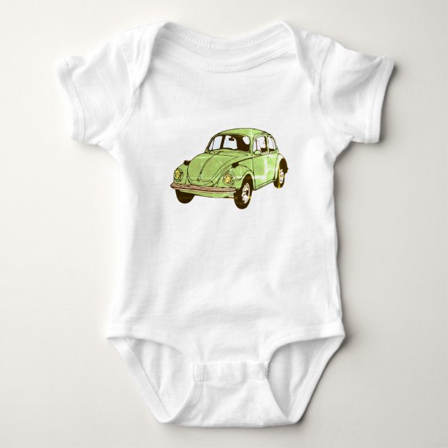 Green Car Drawing Jersey Bodysuit (Front)