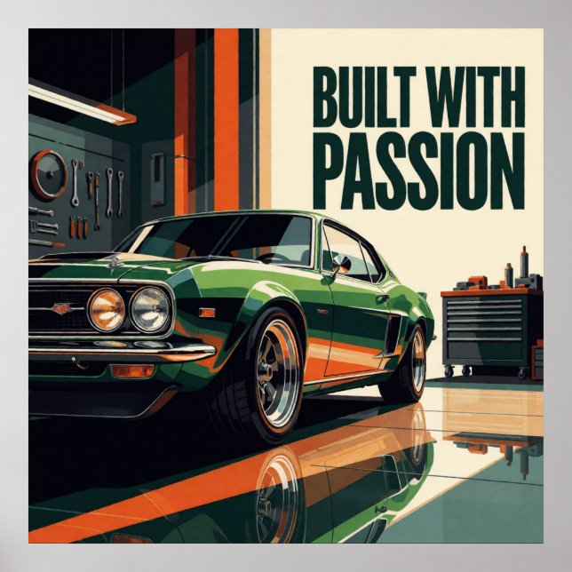 🔥 Green Car Performance Built With Passion Poster (Front)