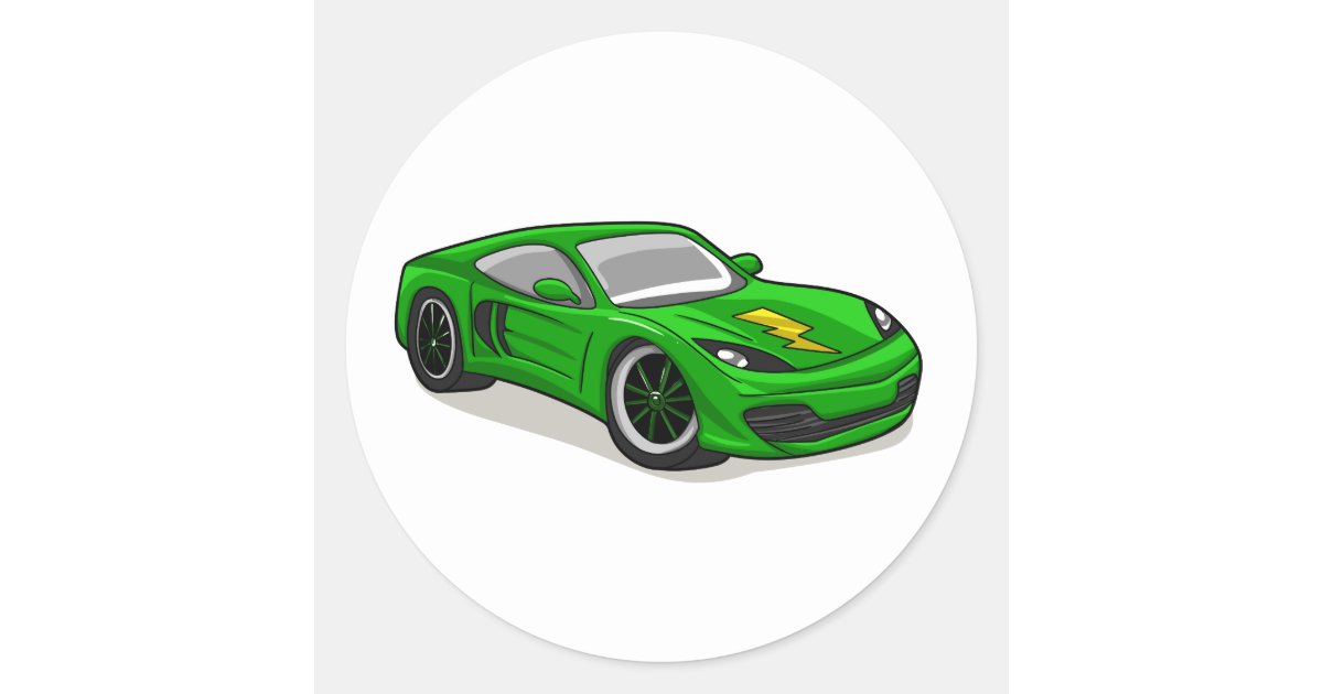 Green car racing cartoon - Choose background colo Classic Round Sticker | Zazzle Green car racing cartoon - Choose background colo Classic Round Sticker | Zazzle