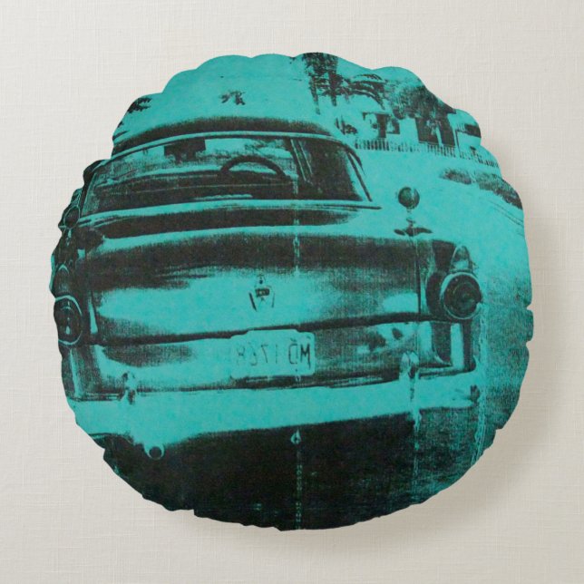 Green car round cushion (Front)