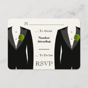 Green Carnation RSVP for a Gay Wedding Card