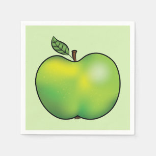 Green Cartoon Apple Fruit Illustration Napkin