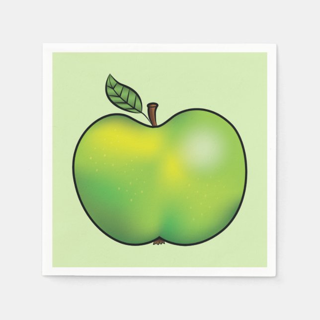 Green Cartoon Apple Fruit Illustration Napkin (Front)