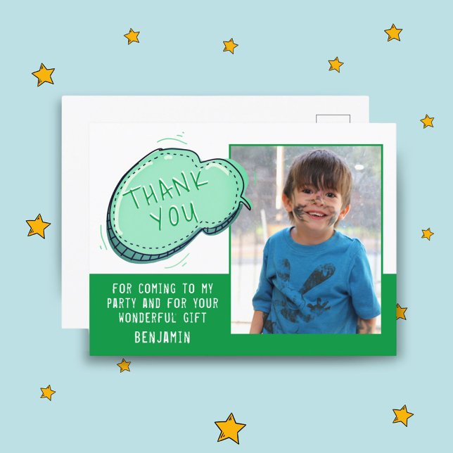 Green Cartoon Cloud Birthday Thank you Photo Postcard (Creator Uploaded)