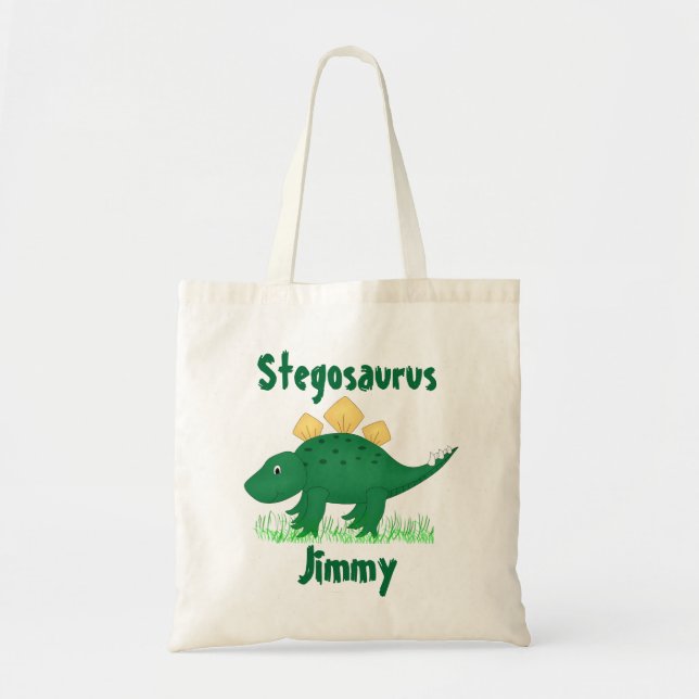 Green Cartoon Dinosaur Tote Bag (Front)