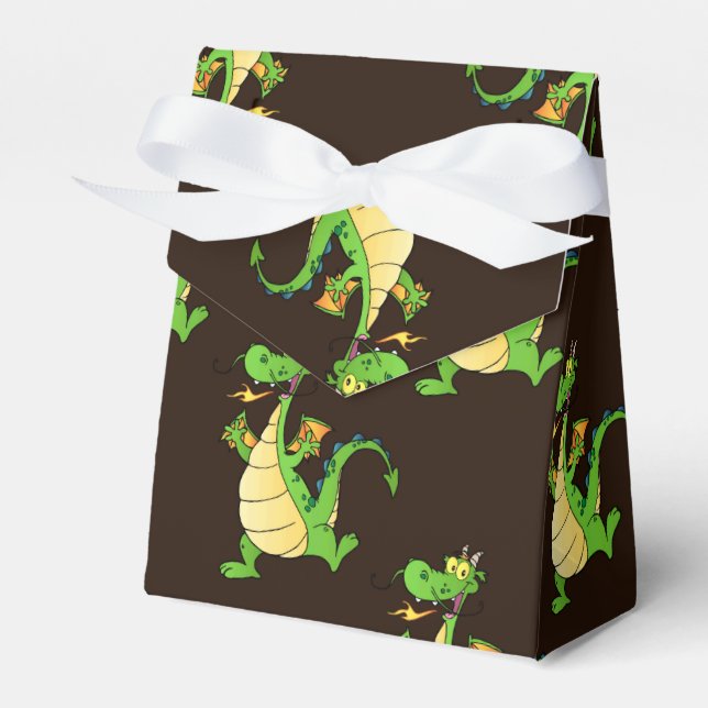 Green Cartoon Dragon Pattern Favour Box (Front Side)