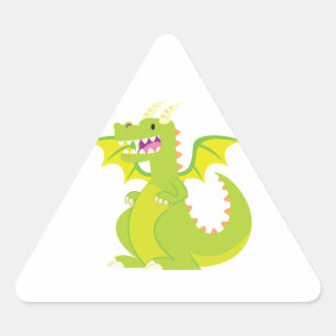 Green Cartoon Dragon Triangle Sticker
