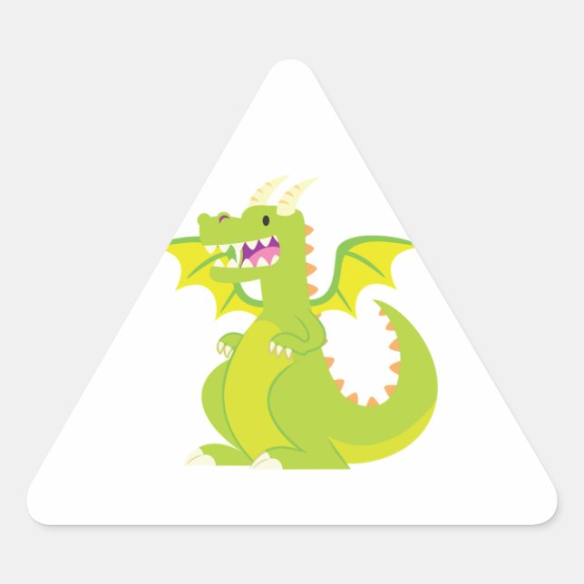 Green Cartoon Dragon Triangle Sticker (Front)