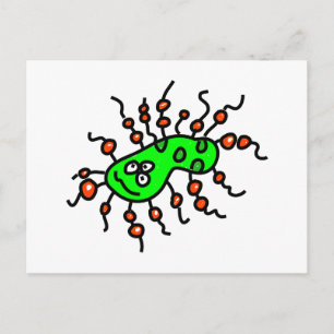 Green Cartoon Germ Postcard