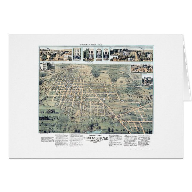 Green Castle, IN Panoramic Map - 1886 (Front Horizontal)