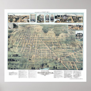 Green Castle, IN Panoramic Map - 1886 Poster