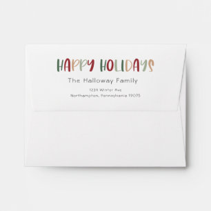 Green Casual Colourful Happy Holidays Card Envelop Envelope