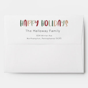 Green Casual Colourful Happy Holidays Invitation Envelope