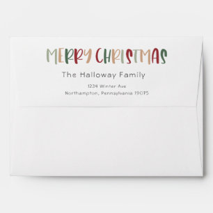 Green Casual Colourful Merry Christmas Invitation Envelope