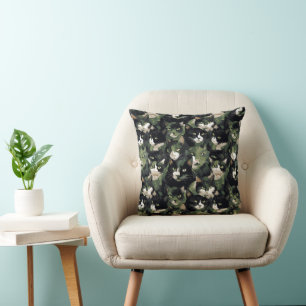 Green Cat Camouflage Cushion