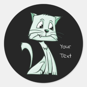 Green Cat Classic Round Sticker