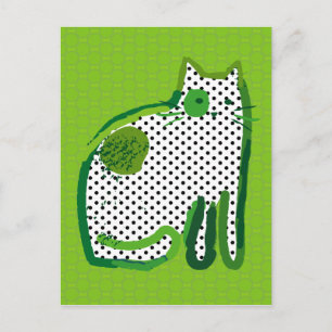 'green cat' digital painting Postcard