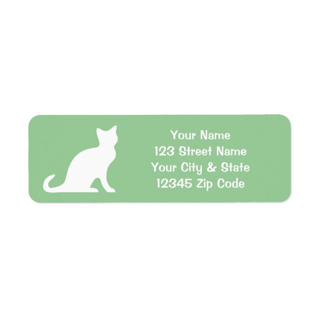 Green cat labels with custom return address (Front)