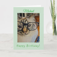 Green CAT Original Photo BIRTHDAY Name