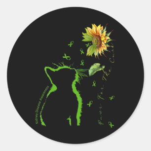 Green Cat Paws For He Cure Kidney Disease Awarenes Classic Round Sticker