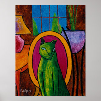 Green Cat Poster