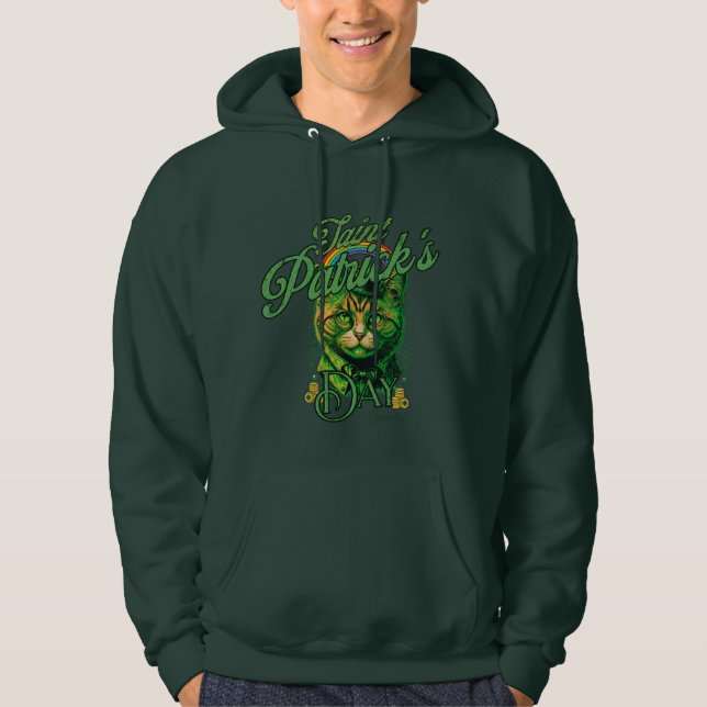 Green cat saint patrick's day hoodie (Front)