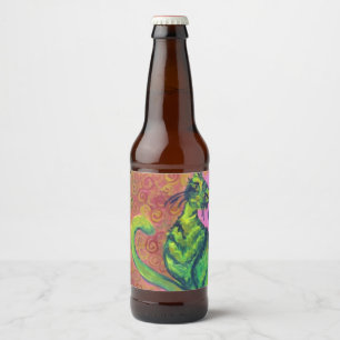 green cat wine label