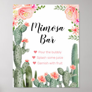 Green Catcus Watercolor Mimosa Bar Sign