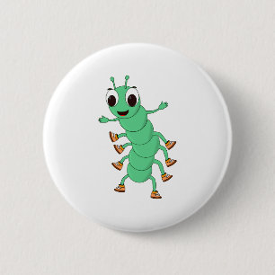 Green Caterpillar 6 Cm Round Badge